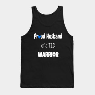 Proud Husband White Text Blue Heart Tank Top